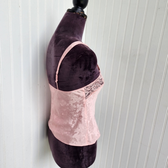 VTG Victorias Secret Pink Jacquard Cami Top Satin Gold Label Strappy Sz P XS - Picture 4 of 11